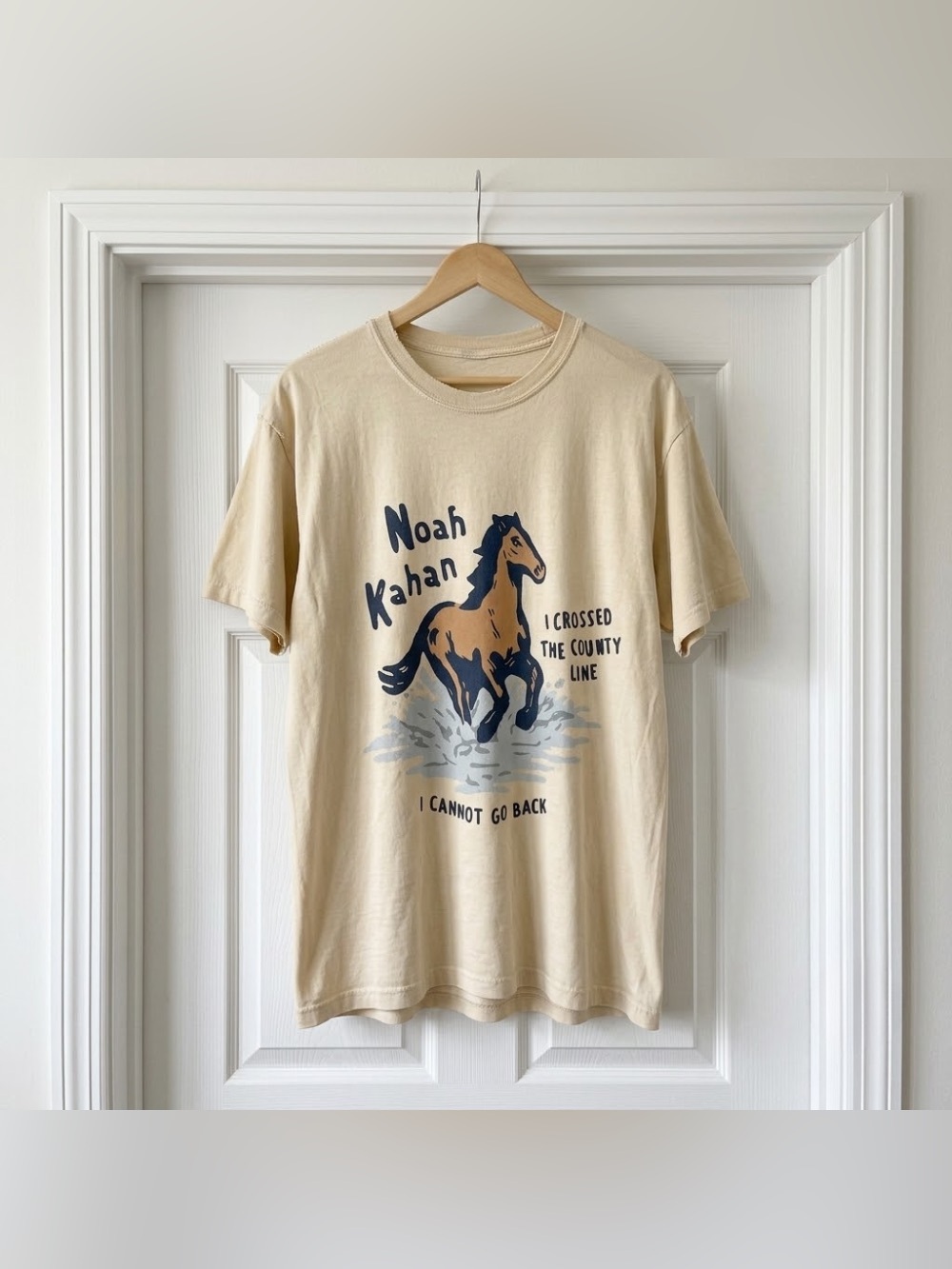 Noah Kahan Horse County Line Beige Indie Folk Concert Graphic T-Shirt